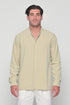 HIDDEN BUTTON MAO SHIRT IN BEIGE