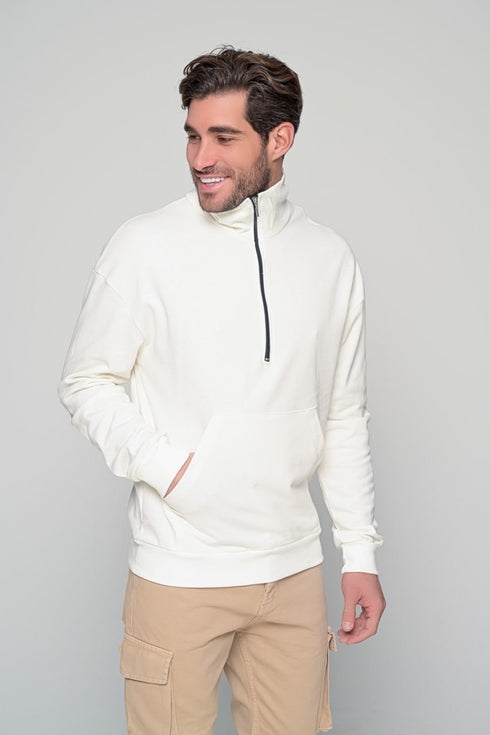 Half Zip Sweater In White