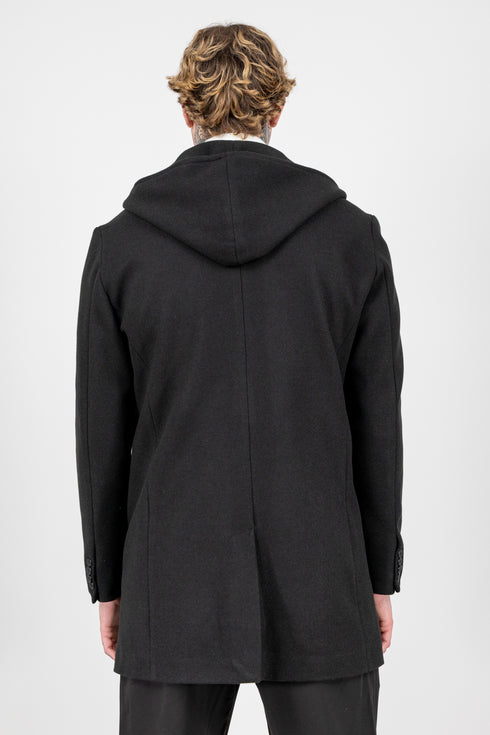 Hooded Coat In Black