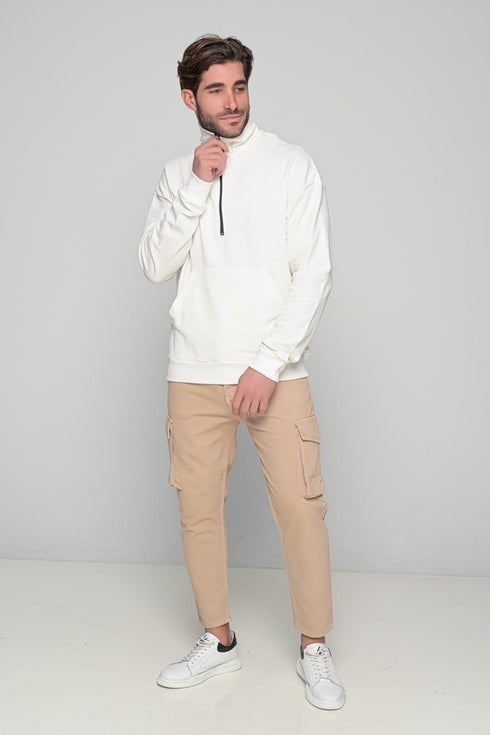 Half Zip Sweater In White