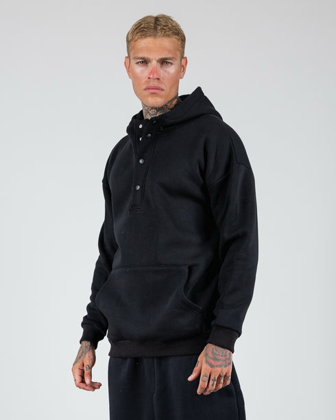 Hoodie With Snaps In Black
