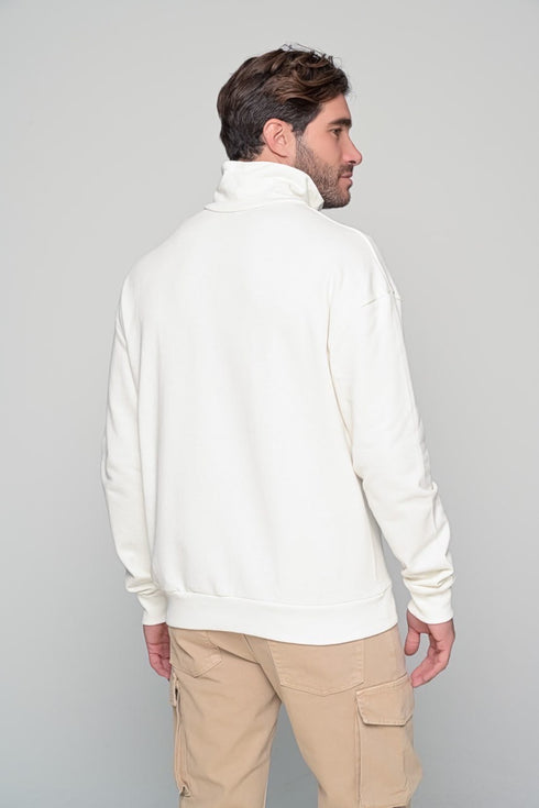Half Zip Sweater In White