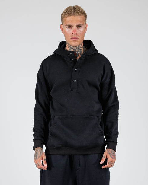 Hoodie With Snaps In Black