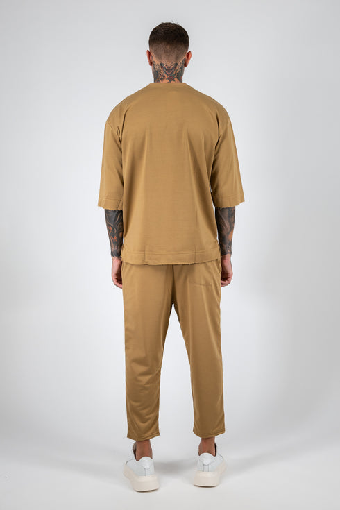 Set 3/4 T-shirt With Japanese Pants In Beige
