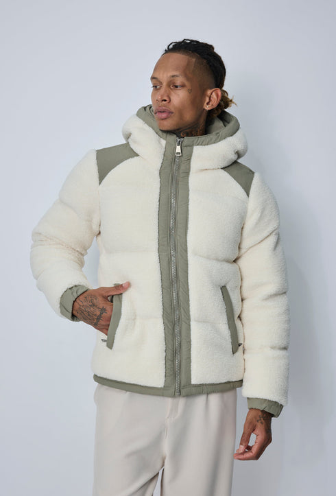 Men's Sherpa Puffer Jacket - μπροστά με τσέπη