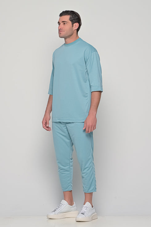 Set 3/4 T-shirt With Japanese Pants In Blue