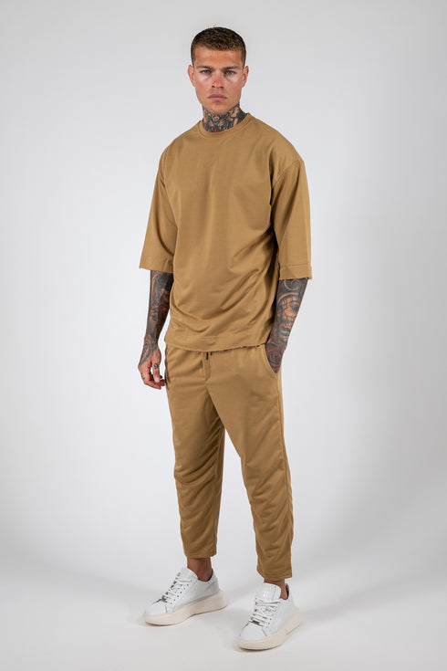 Set 3/4 T-shirt With Japanese Pants In Beige