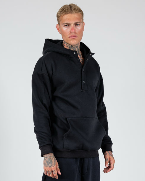Hoodie With Snaps In Black