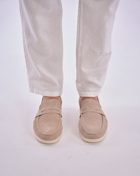 Suede Loafers In Beige