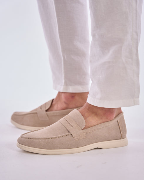 Suede Loafers In Beige