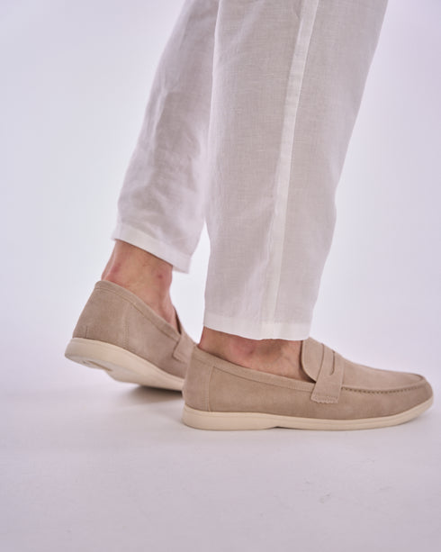Suede Loafers In Beige