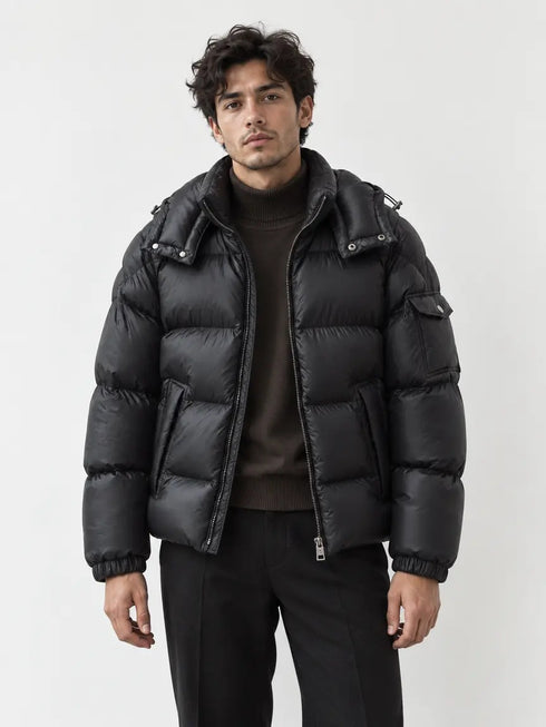 Quilted hooded down jacket K836
