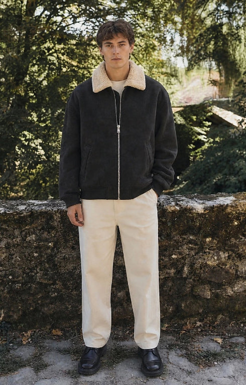 Sherpa Suede Aviator Jacket - μπροστά