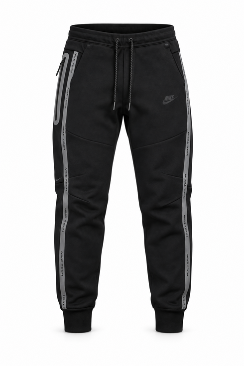 NIKE Tech Fleece Joggers Black White Reflective