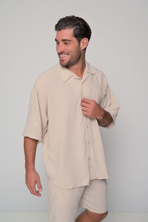 Set Oversized Linen Mallorca-Beige