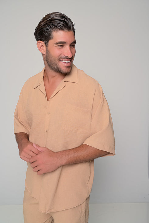 Set Oversized Linen Mallorca-Brown