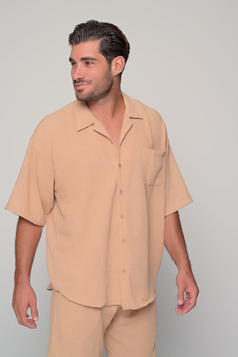 Set Oversized Linen Mallorca-Brown
