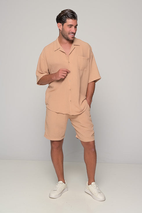 Set Oversized Linen Mallorca-Brown
